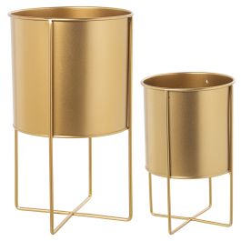 Set de Maceteros Alexandra House Living Dorado Metal Con soporte (2 Piezas) Precio: 43.99000012. SKU: B1ENCEHX82