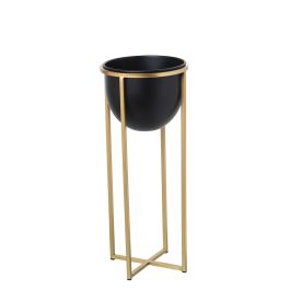 Macetero Alexandra House Living Negro Dorado Metal 21 x 21 x 50 cm Con soporte