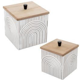 Juego de Cajas Decorativas Alexandra House Living Blanco Marrón Madera 2 Piezas Precio: 49.4768993708. SKU: B1BA9NNWSF