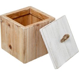 Juego de Cajas Decorativas Alexandra House Living Blanco Marrón Madera 2 Piezas