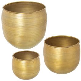 Set de Maceteros Alexandra House Living Dorado Aluminio (3 Piezas) Precio: 102.50000024. SKU: B1FNK89HJT