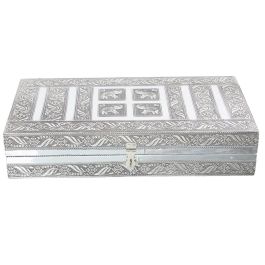 Caja-Joyero Alexandra House Living Plateado Metal 38 x 8 x 20 cm