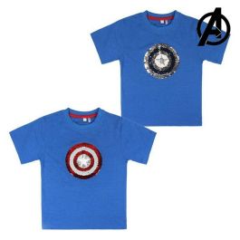 Camiseta de Manga Corta Infantil The Avengers 73491 Azul marino