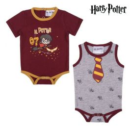 Pelele de Manga Corta para Bebé Harry Potter Gris Rojo (2 uds)