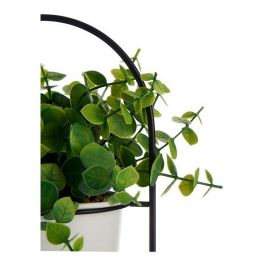 Planta Decorativa Blanco Con soporte Negro Metal Verde Plástico 21 x 30 x 21 cm