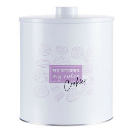 Bote Hojalata Redondo Blanco Cookies Kinvara 17x20x17 cm (12 Unidades) Precio: 90.49999948. SKU: S3611013