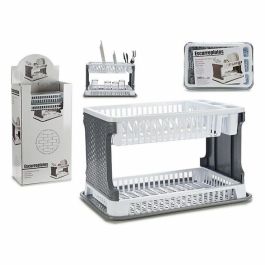 Escurreplatos de plástico 2 pisos Rattan Blanco y Gris Kinvara 44.5x30.3x8.7 cm (10 Unidades) Precio: 95.69000045. SKU: S3606247
