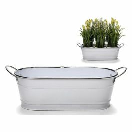 Jardinera 2 Asas Blanco Filo Plata Ibergarden 32X10CM (24 Unidades) Precio: 55.50000049. SKU: S3605592