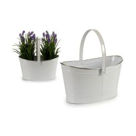 Macetero Cesta Metal Blanco (22 x 19,5 x 37,5 cm)