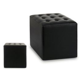 Puff Negro Cuero (35 x 35 x 35 cm) Puff Negro Cuero (35 x 35 x 35 cm)