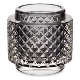 Portavelas 9 x 8,8 x 9 cm Gris Vidrio Portavelas 9 x 8,8 x 9 cm Gris Vidrio