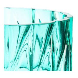 Jarrón Tallado Cristal Turquesa (13 x 26,5 x 13 cm)