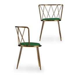 Silla Rombo Cromada Oro Verde Giftdecor 50X73CM (2 Unidades) Silla Rombo Cromada Oro Verde Giftdecor 50X73CM (2 Unidades)