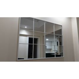 Espejo de pared Blanco Metal Cristal Ventana 90 x 120 x 2 cm