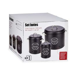 Set de 3 Botes Negro Metal