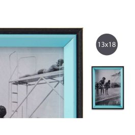 Marco de Fotos Negro Azul Cristal 3 x 20 x 15 cm Madera MDF