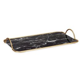 Bandeja Mármol Con asas Negro Dorado Metal Vidrio (35 x 4,5 x 20 cm) Bandeja Mármol Con asas Negro Dorado Metal Vidrio (35 x 4,5 x 20 cm)