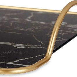 Bandeja Mármol Con asas Negro Dorado Metal Vidrio (35 x 4,5 x 20 cm) Bandeja Mármol Con asas Negro Dorado Metal Vidrio (35 x 4,5 x 20 cm)