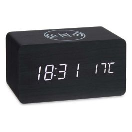 Reloj Digital de Sobremesa Negro PVC Madera MDF (15 x 7,5 x 7 cm)