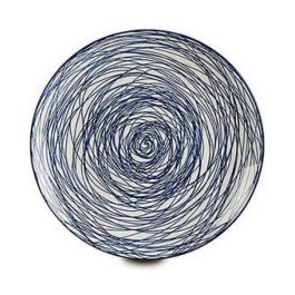 Plato Llano Rayas Porcelana Azul Blanco 24 x 2,8 x 24 cm