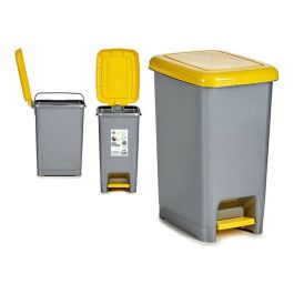 Cubo de Basura para Reciclaje Amarillo Gris Plateado Plástico 25 L 37 x 47 x 26,9 cm (26,5 x 47 x 36,5 cm)