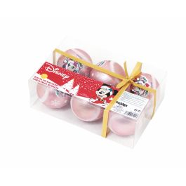 Bola de Navidad Minnie Mouse Lucky 6 Unidades Rosa Plástico (Ø 8 cm)