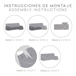 Funda para chaise longue de brazo corto derecho Eysa ROC Blanco 120 x 120 x 360 cm