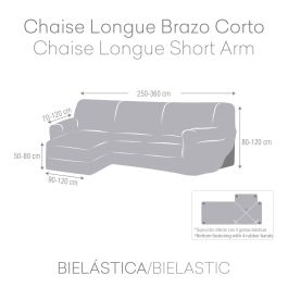 Funda para chaise longue de brazo corto izquierdo Eysa ROC Gris claro 120 x 120 x 360 cm