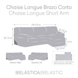 Funda para chaise longue de brazo corto derecho Eysa BRONX Blanco 110 x 110 x 310 cm