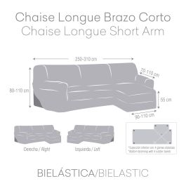 Funda para chaise longue de brazo corto izquierdo Eysa BRONX Marrón 110 x 110 x 310 cm