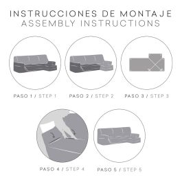 Funda para chaise longue de brazo corto derecho Eysa ROC Marrón claro 120 x 120 x 360 cm