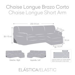 Funda para chaise longue de brazo corto derecho Eysa ULISES Gris Perla 110 x 110 x 310 cm