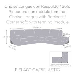 Funda para chaise longue de brazo largo derecho Eysa ROC Gris oscuro 110 x 120 x 500 cm