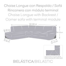 Funda para chaise longue de brazo largo izquierdo Eysa ROC Gris claro 110 x 120 x 500 cm