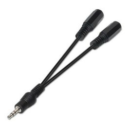 Cable Estéreo Nanocable 10.24.1200/ Jack 3.5 Macho - 2x Jack 3.5 Hembra/ 15cm/ Negro