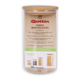 Tarro de Borosilicato Quttin 11x20 cm con tapa de bambú (12 Unidades) Precio: 45.50000026. SKU: S2208983
