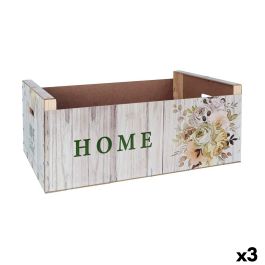 Caja de Almacenaje Confortime Sweet Home Multicolor Madera Flores 58 x 39 x 21 cm (3 Unidades)