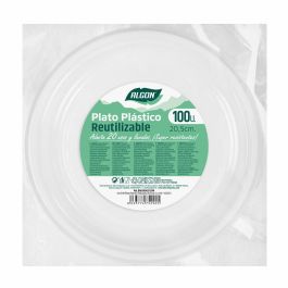 Set de platos reutilizables Algon Redondo Blanco Plástico 20,5 x 2 cm (6 Unidades)