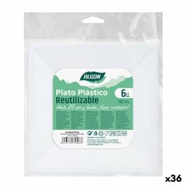 Set de platos reutilizables Algon Cuadrado Plástico 18 x 18 x 2 cm (36 Unidades)