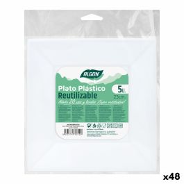 Set de platos reutilizables Algon Cuadrado Blanco Plástico 23 x 23 x 2 cm (48 Unidades)