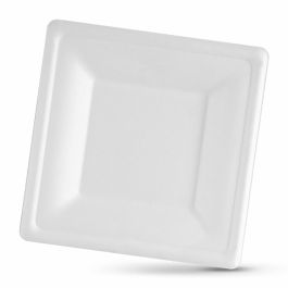 Set de Platos Algon Desechables Blanco Caña de Azúcar Cuadrado 26 cm (24 Unidades)