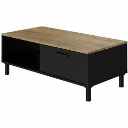 Mesa de centro OXFORD decoración en negro y roble - Estilo industrial - L 100 x P 55 x H 40 cm