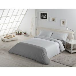 Juego de funda nórdica Alexandra House Living Blanco Gris Cama de 180 4 Piezas