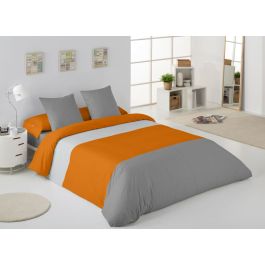 Juego de funda nórdica Alexandra House Living Gris Perla Ocre Cama de 105 3 Piezas