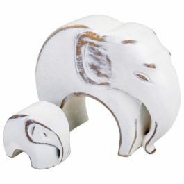 Figura Decorativa Alexandra House Living Blanco Poliresina Elefante 8 x 21 x 25 cm