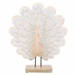 Figura Decorativa Alexandra House Living Natural Vidrio Madera MDF Pavo real 53 x 12 x 46 cm