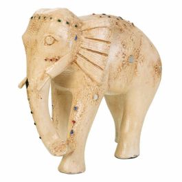 Figura Decorativa Alexandra House Living Blanco Madera de mango Elefante 11 x 24 x 24 cm