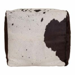 Puff Alexandra House Living Blanco Negro Cuero 40 x 40 x 40 cm