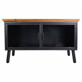 Mueble Auxiliar Alexandra House Living Marrón Negro Gris Vidrio Hierro Madera de abeto 42 x 55 x 94 cm