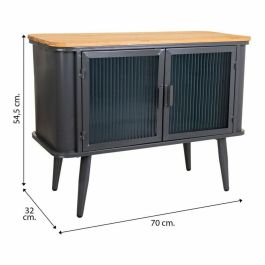 Mueble Auxiliar Alexandra House Living Marrón Negro Gris Vidrio Hierro Madera de abeto 32 x 54 x 70 cm